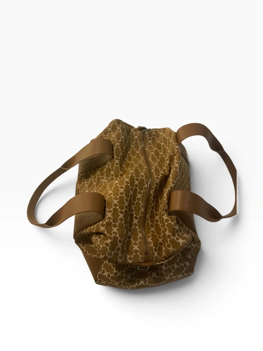Lux Canvas Logo-Print Brown Duffel with Removable Strap